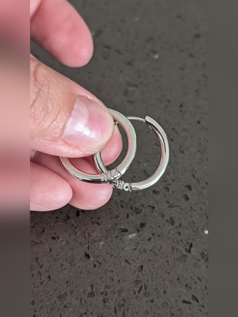 CELINE Classic Polished Hoop Earrings in Silver Tone - Picture 5 of 6